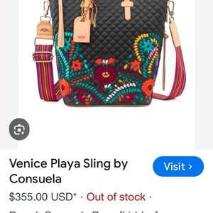 Consuela Venice Playa Sling - Black with Colorful Embroidery